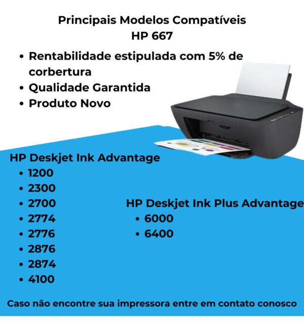 Cartucho HP 667 Preto 2376 2776 6476 - Image 3