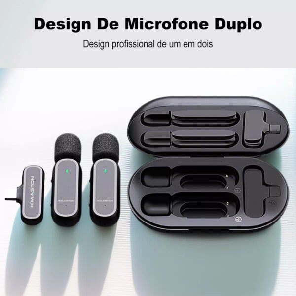 Microfone Lapela Duplo H Maston Tipo C Cor Preto Mk08 - Image 6
