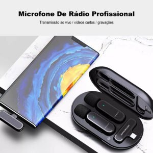 Microfone Lapela Duplo H Maston Tipo C Cor Preto Mk08