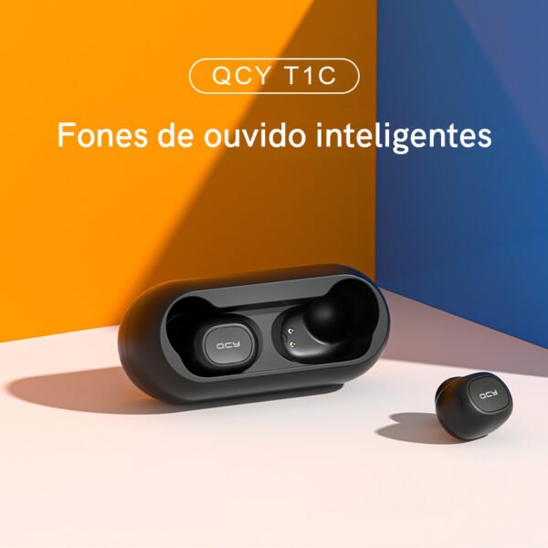 Fone De Ouvido Qcy T1c Bluetooth 5.1 Case 380mah Cor Preto - Image 7
